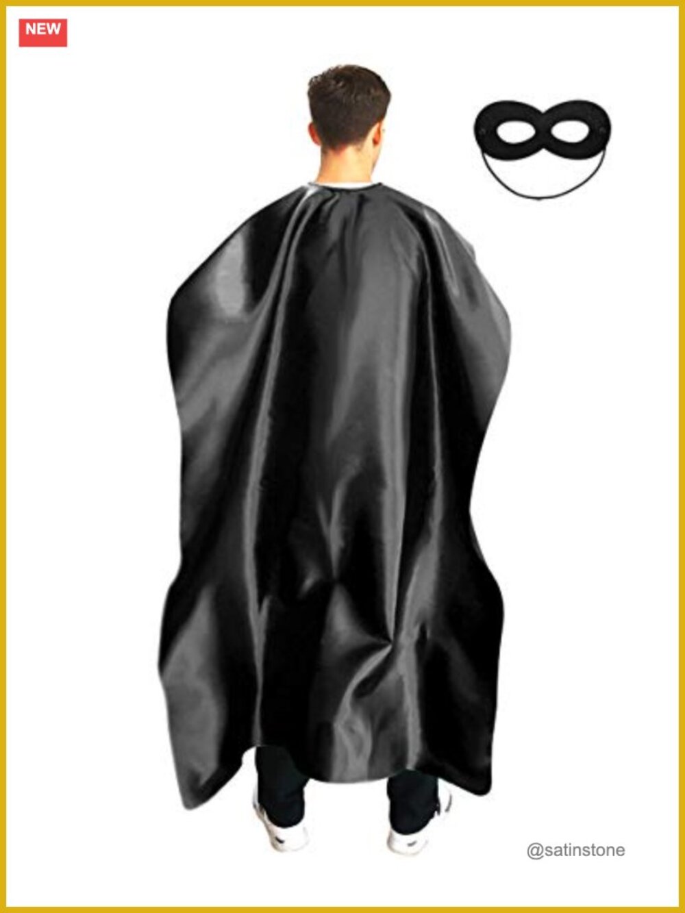 Adult Superhero Cape and Mask Set 100% Polyester Satin Costume Accessory
